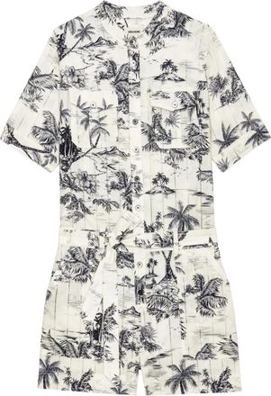 Zadig&Voltaire Tuta corta con stampa Tropical Island - Bianco