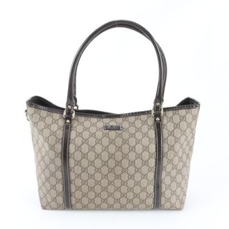Gucci Beige Brown Leather Coated Canvas Handbag Shoulder Bag Tote Bag (Pre-Owned)