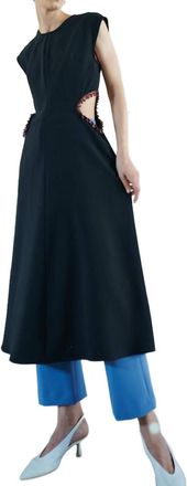 NOMIA Jeweled Cutout Midi Dress In Black/garnet