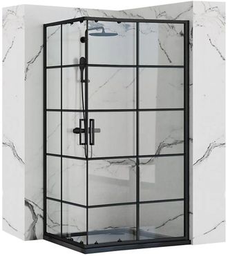 Rea Cabina De Ducha Rea Concept 80x100 Black + Plato De Ducha Savoy White