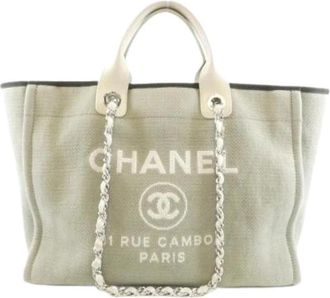 Chanel Pre-owned Deauville Line Canvas Tote Bag - Dames - Vintage Shopper - Groen - ONE Size - Vintage