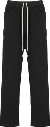 Rick Owens Broeken, Heren, Zwart, M, Katoen, Klassieke Cargo Broek met Trekkoord