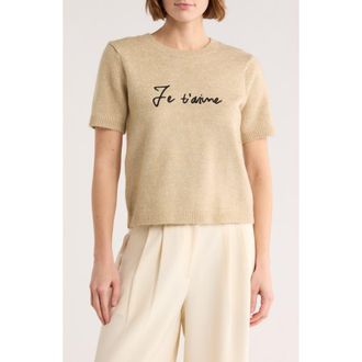 Sanctuary Je taime Short Sleeve Sweater in Beige at Nordstrom Rack, Size X-Small