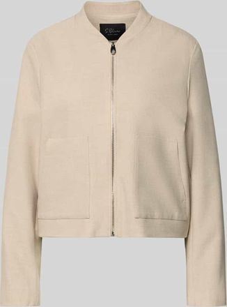 s.Oliver Black Label Regular Fit Blouson mit Viskose-Anteil in Ecru, Gr&ouml;&szlig;e 34