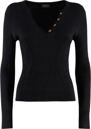 Nenette V-hals Breiwerk - Dames - V-hals truien - Zwart - XS - Polyester - Truien & Vesten