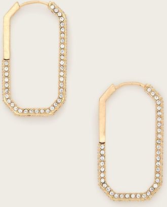 AllSaints Brass Hattie Crystal Hex Hoop Earrings, Size: One Size