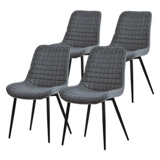 ML Design Ml-design - Set 4x Sillas De Comedor Antracita Con Respaldo, Asiento Ergon&oacute;mico Acolchado Tapizado De Polipiel Con Patas De Metal Sill&oacute;n De Dise&ntilde;o Mod