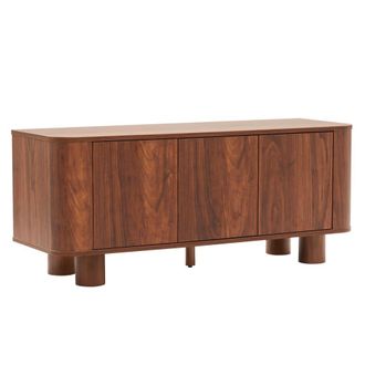 Oviala Mueble tv escandinavo de 3 puertas l120 cm madera oscura