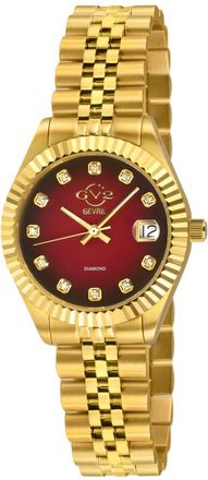 Gevril Group Naples Quartz Diamond Red Dial Ladies Watch 12411