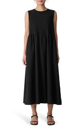 Eileen Fisher Sleeveless Organic Cotton Midi Dress in Black at Nordstrom Rack, Size X-Small