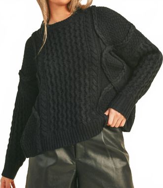 Merci Womens Ella Braided Cable Sweater In Black