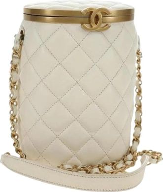 Chanel Pre-owned Vintage Bucket Shoulder Bag - Dames - Vintage Tas - Wit - ONE Size - Leer - Vintage