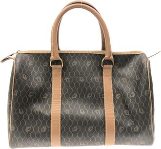 Dior Brown Coated Canvas Boston Bag (Pre-Owned)