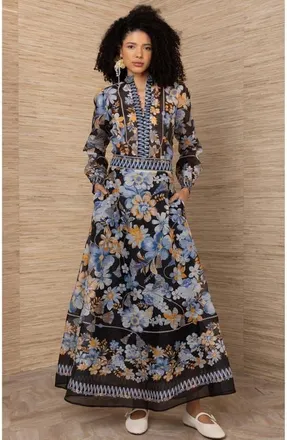 Hale Bob Quitterie Linen Organza Skirt in Black at Nordstrom, Size X-Small