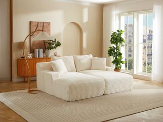 Vente-Unique Divano 3 posti comfort con seduta profonda in velluto a coste larghe beige DONILIA