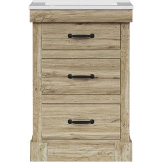 Teamson Home Teamson Home - Donovan 24 Single Bathroom Vanity with Integrated Square Sink and Two Drawers, Light Oak