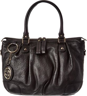 Gucci Black Lambskin Leather Sukey Gg Tote (Authentic Pre-Loved)