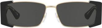 Moschino 57mm Rectangular Sunglasses in Black Gold/Grey at Nordstrom