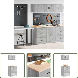 vidaXL Armadi per officina - Armadi da Garage 2 pz Grigio Sonoma in Legno Multistrato