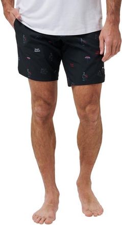 Travis Mathew Red White & Booyah Board Shorts in Black at Nordstrom, Size 32