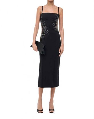 Staud Britney Midi Dress In Black Firework
