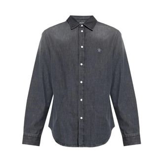 Versace Heren, Overhemden, Grijs, Maat: L Denim