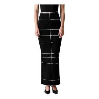 VETEMENTS Rokken, Dames, Zwart, M, Polyester, Maxirok met streepdetail