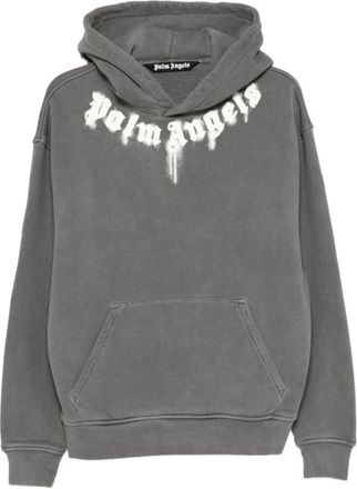 Palm Angels Hoodies & sweatvesten, Heren, Grijs, L, Grijze Hoodie met Logoprint
