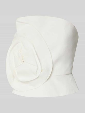 Jake*s Slim Fit Top mit floraler Applikation in Ecru, Gr&ouml;&szlig;e 32