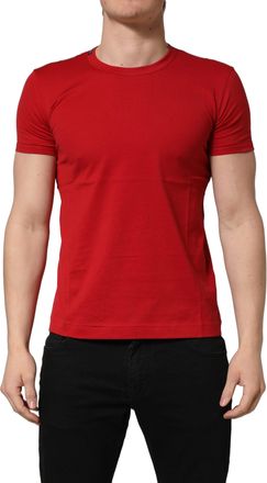 Dolce & Gabbana Mens Red Goodluck 2023 Cotton Crew Neck T-Shirt