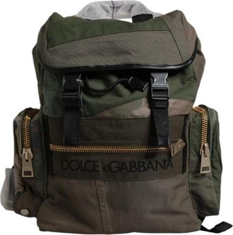 Dolce & Gabbana Patchwork Reistas Rugzak - Heren - Rugzakken - Groen - ONE Size - Katoen - Tassen