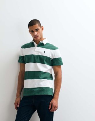 Polo Ralph Lauren Icon - Polo stile rugby verde a righe larghe con logo