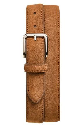 Vince Alex Stitched Suede Belt in Saddle at Nordstrom, Size 42