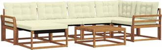vidaXL Conjunto De Sof&aacute;s De Exterior 7 Uds. Natural Y Crema Vidaxl