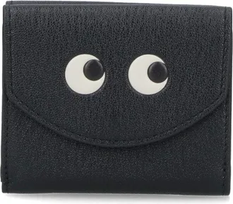 Anya Hindmarch Black Eyes Goat Leather Trifold Wallet