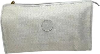 Fendi Pre-owned Canvas Clutch - Dames - Vintage Clutch - Wit - ONE Size - Vintage