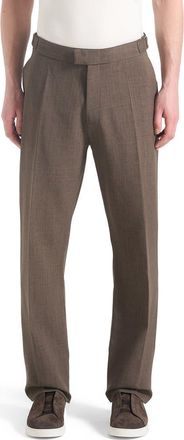 Mani&egrave;re De Voir Joseph Regular Fit Hatched Tailored Trousers in Light Brown at Nordstrom, Size 38