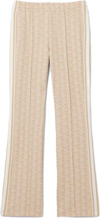 Lacoste Beige Knit Wide-Leg Pants with Geometric Pattern