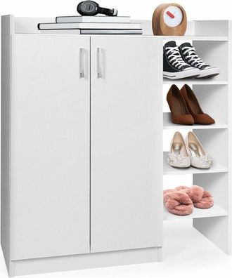 Costway Costway - Wooden Shoe Cabinet 2-Door Storage Entryway Shoes Organizer w/Adjustable Shelves