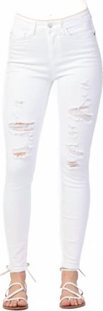 Judy Blue Mid-Rise Destroyed Skinny Jeans In White
