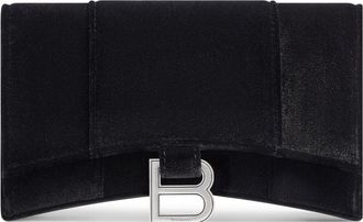 Balenciaga (WMNS) Balenciaga Hourglass Velvet Jersey Wallet On Chain Black 6560502AAPT1000