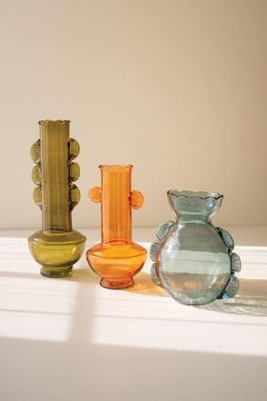 Kalalou Set Of Three Funky Glass Vases - One Each Design