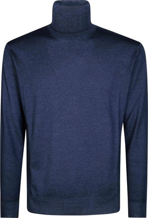 Altea Blue Fine-Knit Merino Turtleneck Sweater