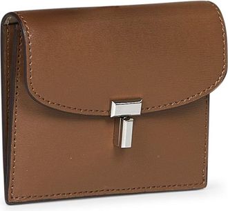 Toteme Womens Card Holder T-Lock Tiramisu Brown Calf Leather Wallets & Purses
