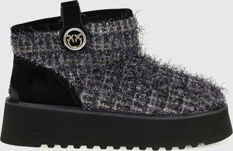 Pinko Stivaletti outdoor in tweed e suede con logo Love Birds