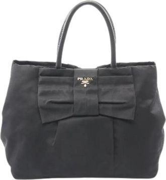 Prada Pre-owned Tessuto Fiocco Nylon Leather Handbag - Dames - Vintage Shopper - Zwart - ONE Size - Nylon - Vintage