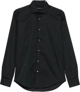 Brian Dales 004 Camicia Nera Slim - Heren - Overhemden - Zwart - Maat: 3XL