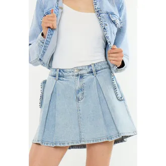 Kancan Valerien Mid Rise Mini Skirt in Light Wash at Nordstrom, Size 27