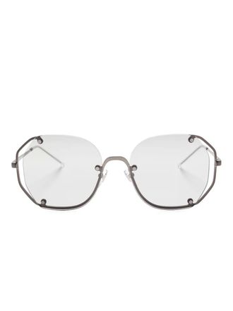 Emporio Armani Zonnebril met geometrisch montuur - Grijs