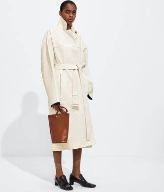 Bottega Veneta Bonded Leather Coat - White - Women - 0